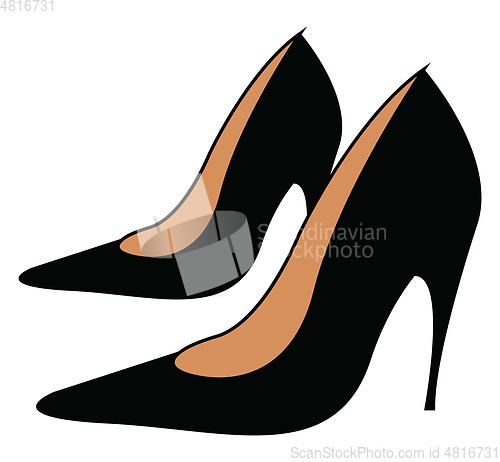 Image of A lovely black high heel pump shoe well-suited for a party dress