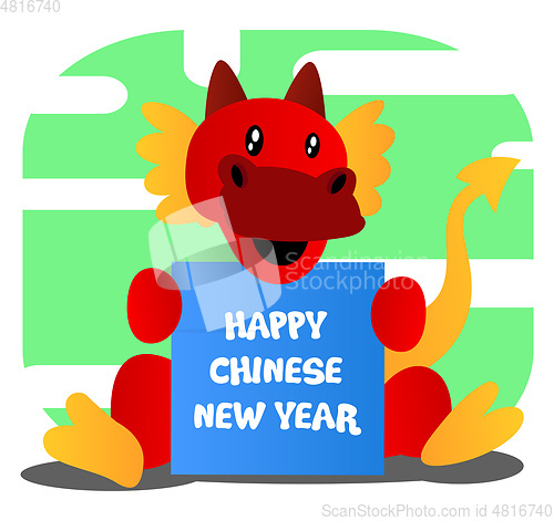 Image of Red cartoon dragon celebrating chinese new year vector illustart