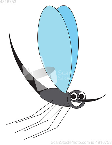 Image of A cartoon tiny laughing mosquito vector or color illustration
