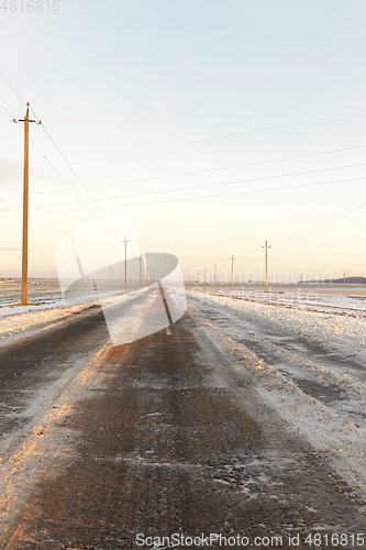 Image of rural road, snow