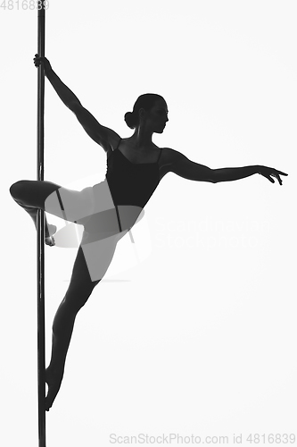 Image of beautiful pole dancer girl silhouette