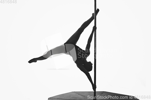 Image of beautiful pole dancer girl silhouette