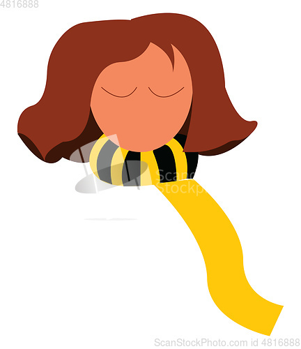 Image of Girl in black and yellow neck scarf vector or color illustration