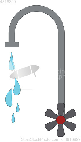 Image of Water faucet dripping illustration print vector on white backgro