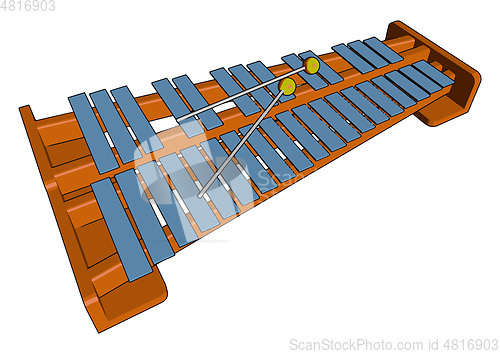 Image of Indian musical instrument santoor vector or color illustration