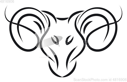 Image of Aries sign tattoo illustration color vector on white background