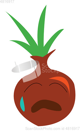 Image of Tears rolling out from onion\'s eye vector or color illustration