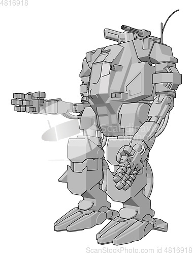 Image of Simple vector illustration of a grey robot standing arm out