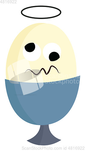 Image of Confused egg in an egg stand vector or color illustration