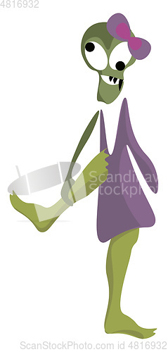Image of A zombie girl vector or color illustration