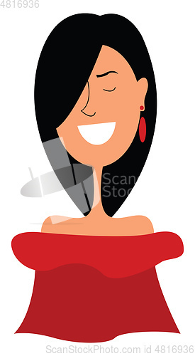 Image of Clipart of a beautiful girl in her red sleeveless dress vector o