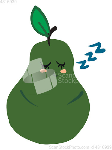 Image of Clipart of a green-colored sleeping pear vector or color illustr