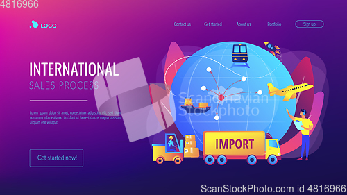 Image of Import of goods and services concept landing page