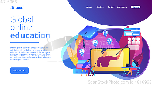 Image of Global online education concept landing page.