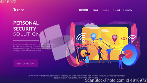 Image of Personal emergency button concept landing page