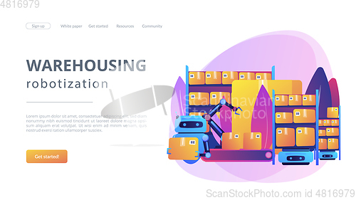 Image of Warehousing robotization concept landing page