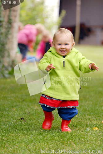 Image of One year old girl on the walk