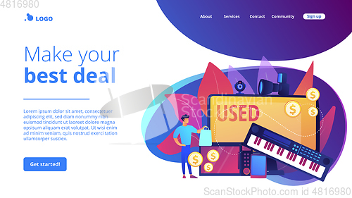 Image of Used electronics trading concept landing page.