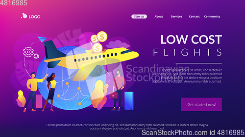 Image of Low cost flights concept landing page