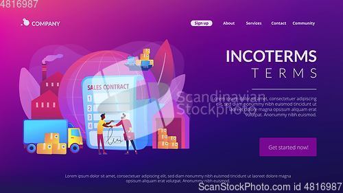 Image of Sales contract terms concept landing page