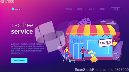 Image of Tax free service concept landing page