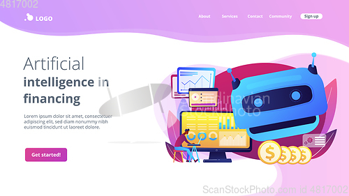 Image of Artificial intelligence in financing concept landing page.