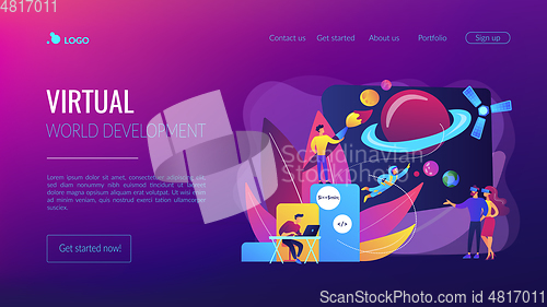 Image of Virtual world development concept landing page