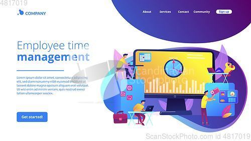 Image of Time and attendance tracking system concept landing page