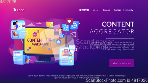 Image of Content aggregator concept landing page