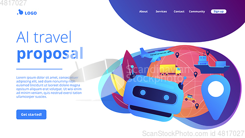 Image of AI in travel and transportation concept landing page.
