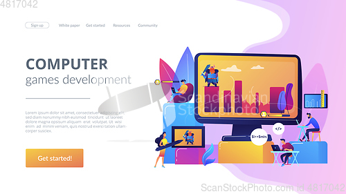 Image of Computer games development concept landing page