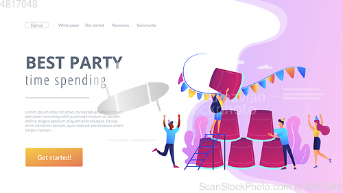 Image of Party game concept landing page.