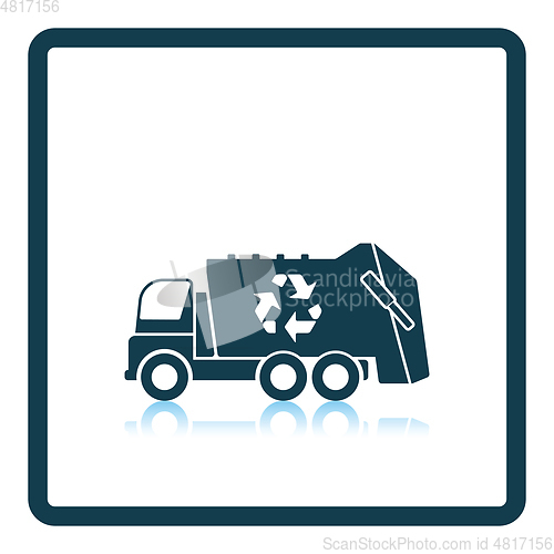 Image of Garbage car with recycle icon