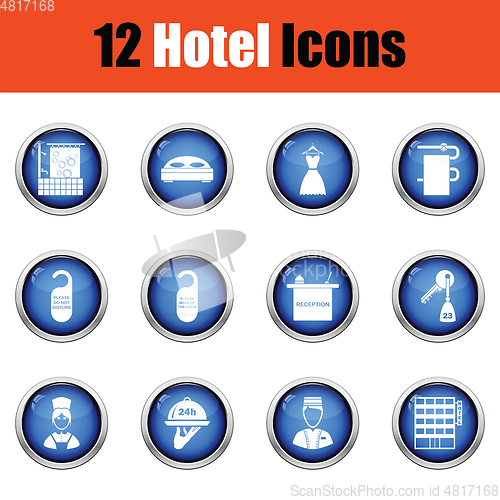 Image of Set of twelve hotel icons.