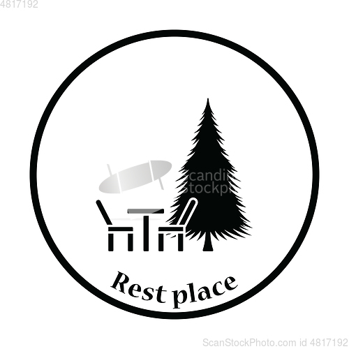 Image of Park seat and pine tree icon