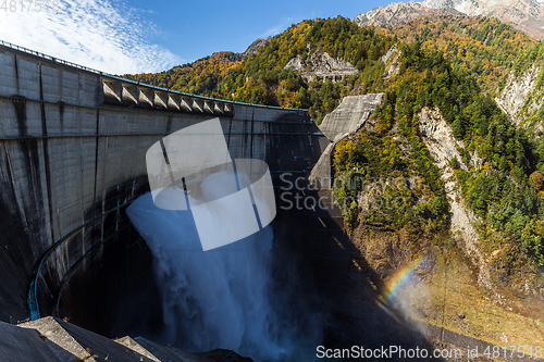 Image of Kurobe dam and sunshine