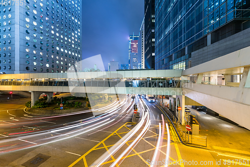 Image of Traffic trail in Hong Kong at night