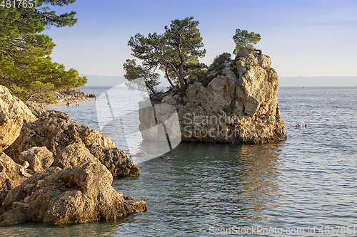 Image of Small stone islet on Punta Rata beach in Brela