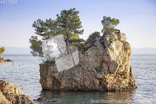 Image of Small stone islet on Punta Rata beach in Brela