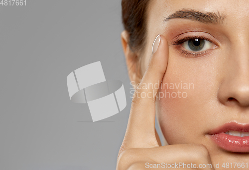 Image of close up of beautiful young woman face and eyes