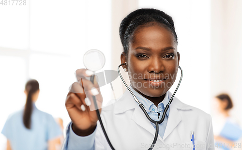 Image of african american female doctor with stethoscope