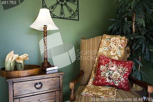 Image of Family Room with Reading Chair and night stand