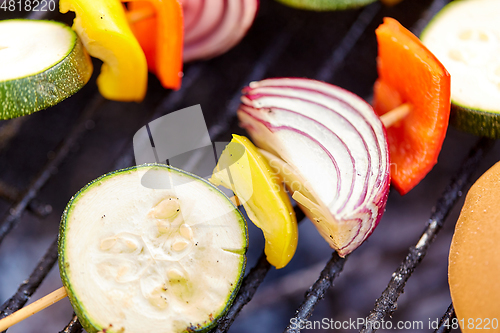 Image of close up of vegetables roasting on brazier grill