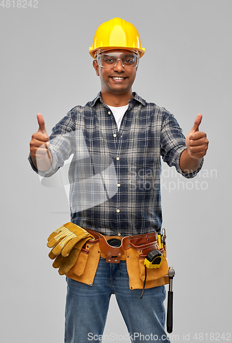 Image of happy indian worker or builder showing thumbs up