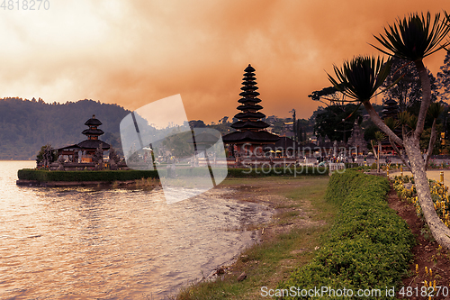 Image of famous mystical Pura Ulun Danu water temple, bali