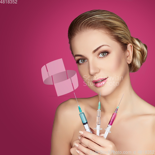Image of beautiful girl getting beauty injections