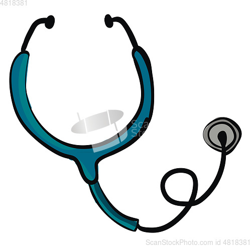 Image of Vector illustration of a blue stethoscope on white background.