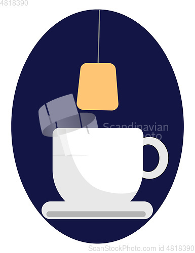 Image of Tea bag about to get dipped in white clay with saucer vector or 