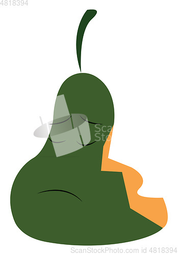 Image of A half eaten pear vector or color illustration