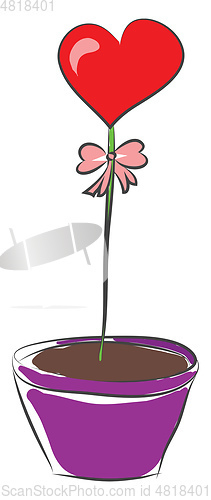 Image of The purple-colored pot heart plan vector or color illustration